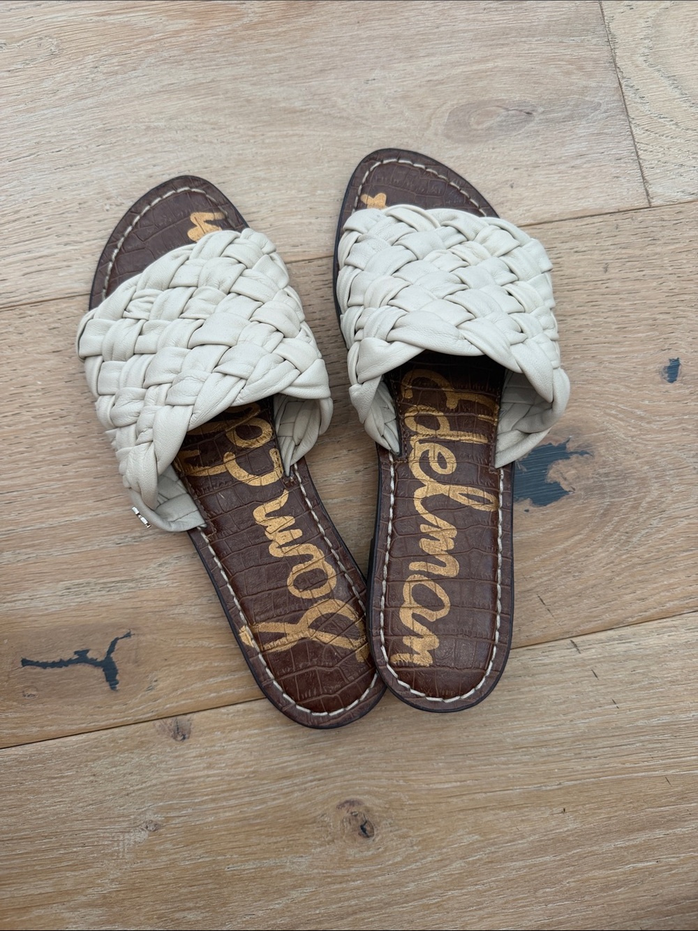 Sam Edelman Cream Braided Slide Sandals